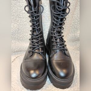 Primark Women’s Black Zippered & Lace-Up Combat Boots Chunky Sz. 6
